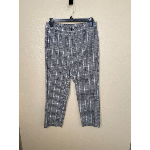 Sky And Sparrow Plaid Gray Cropped Pants Women’s Large Cotton Blend Straight leg - Picture 1 of 7